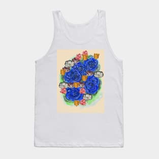 Blue Roses and Tulip Fantasy Tank Top